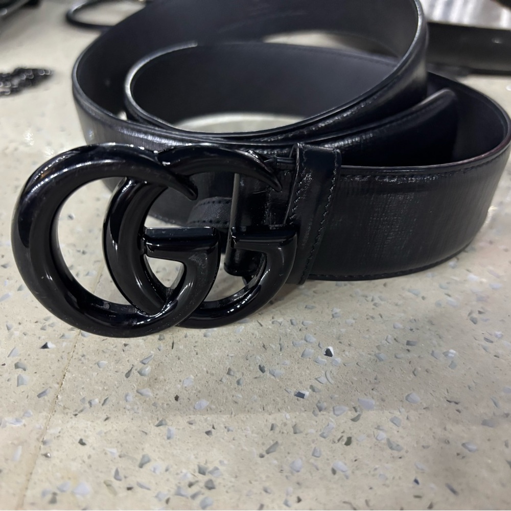 Men's Black Leather Belt with Double Ring Buckle